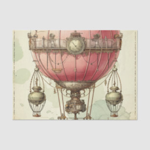 Papier Mousseline Balloon à air chaud rose vapeur vintage (2)