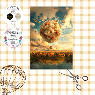 Papier Mousseline Balloon Whimsical à air chaud fait de fleurs de dé