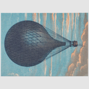 Papier Mousseline Ballotte à air chaud vintage bleu Artwork Art Déco