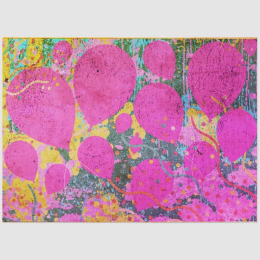 Papier Mousseline Ballotte de fête Artwork rose bleu orange or vert (Recto)