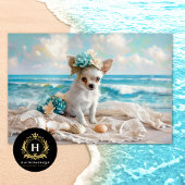 Papier Mousseline Balnéaire victorien Chihuahua Puppy Beach Decoupag