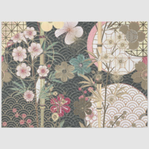 Papier Mousseline Bambou Cerry Blossoms Découpage Art Déco