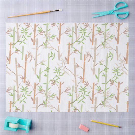 Papier Mousseline Bambou Foliage Oriental Feuilles de verdure (Artisanat)