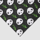 Papier Mousseline Bambou Motif Kawaii Panda En Blanc Noir (Détail)