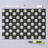 Papier Mousseline Bambou Motif Kawaii Panda En Blanc Noir (Artisanat)