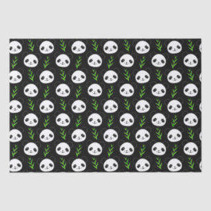 Papier Mousseline Bambou Motif Kawaii Panda En Blanc Noir
