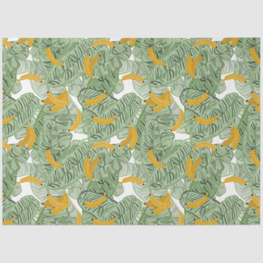 Papier Mousseline Banane tropicale moderne Motif vert (Recto)