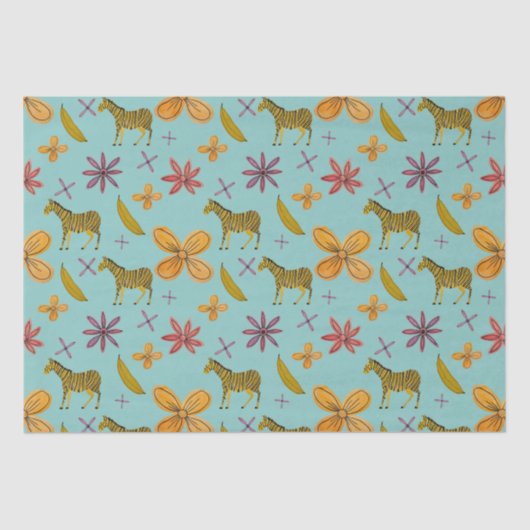 Papier Mousseline Bananes et zèbres (Recto)