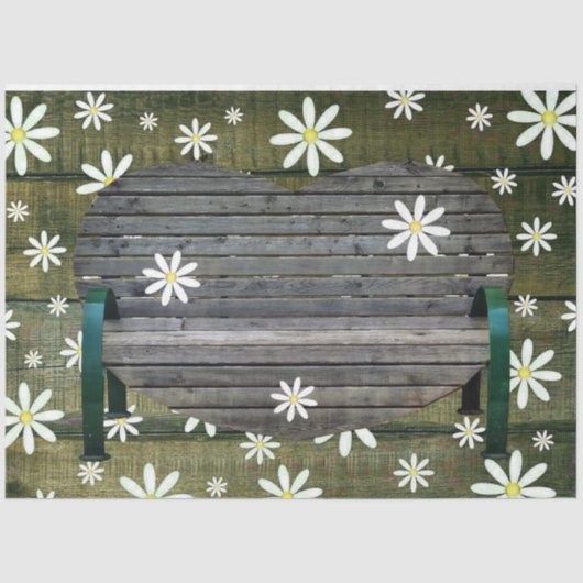 Papier Mousseline Banc rustique de la Barne Daisies (Recto)