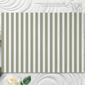 Papier Mousseline Bande blanche Tan Vert Sage