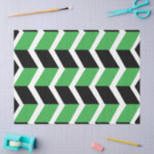 Papier Mousseline Bande de Chevron Vert Noir (Artisanat)
