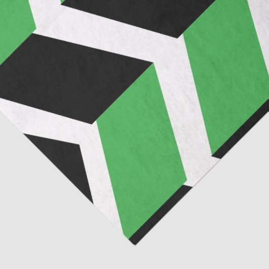 Papier Mousseline Bande de Chevron Vert Noir (Détail)