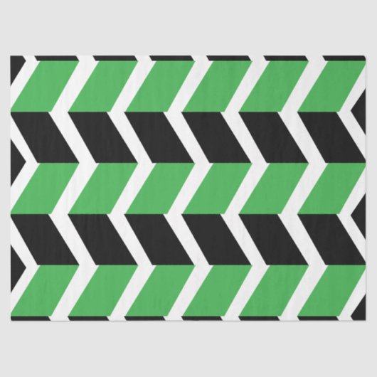 Papier Mousseline Bande de Chevron Vert Noir (Recto)