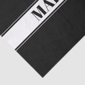 Papier Mousseline Bande de nom personnalisé en noir et blanc (Détail)