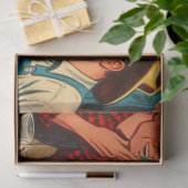 Papier Mousseline Bande dessinée Retro Cowboys (Cadeau)