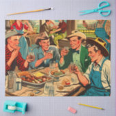 Papier Mousseline Bande dessinée Retro Cowboys (Artisanat)