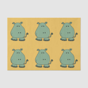 Papier Mousseline Bande dessinée verte heureuse d'hippopotame