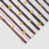 Papier Mousseline Bande noire peinte avec Coeurs d'or (Détail)