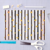 Papier Mousseline Bande noire peinte avec Coeurs d'or (Artisanat)