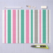 Papier Mousseline Bande vert rose (Artisanat)
