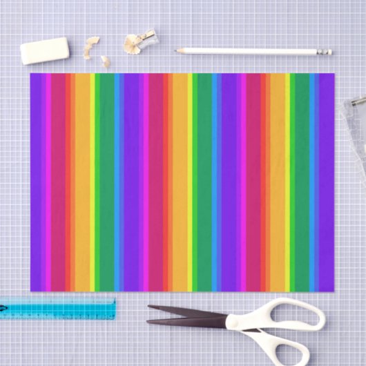 Papier Mousseline Bandes arc-en-ciel irrégulières (Artisanat)