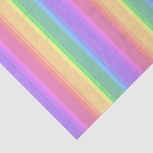 Papier Mousseline Bandes arc-en-ciel pastel (Détail)