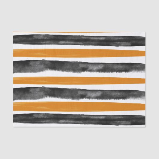 Papier Mousseline Bandes d'aquarelle d'Halloween noir et orange (Recto)