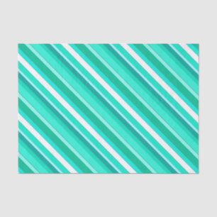 Papier Mousseline Bandes de bonbons en couches - turquoise et blanch