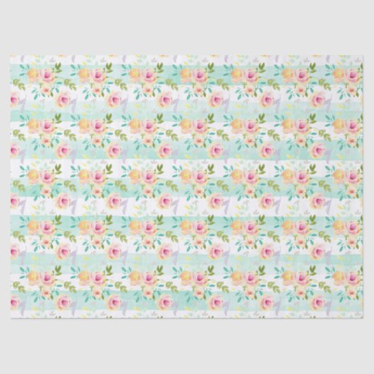Papier Mousseline Bandes de menthe Floral Chic (Recto)