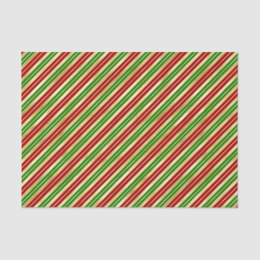 Papier Mousseline Bandes de Noël rouge, vert et or (Recto)