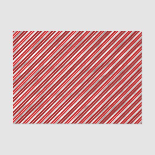 Papier Mousseline Bandes de Noël rouges et argentées (Recto)