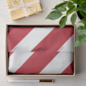Papier Mousseline Bandes diagonales blanches rouges (Cadeau)