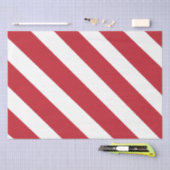 Papier Mousseline Bandes diagonales blanches rouges (Artisanat)
