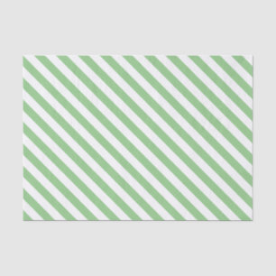 Papier Mousseline Bandes diagonales vertes et blanches de menthe