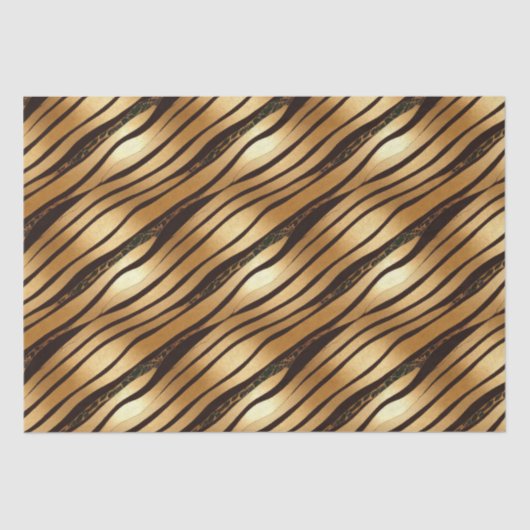 Papier Mousseline Bandes Empreintes de léopard Brown d'or (Recto)