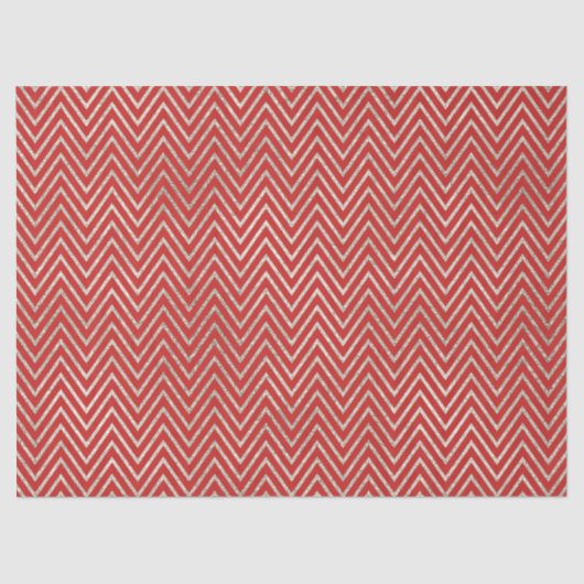 Papier Mousseline Bandes en argent et en rouge Chevron (Recto)