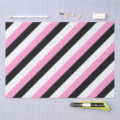 Papier Mousseline Bandes noires, blanches et roses (Artisanat)