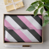 Papier Mousseline Bandes noires, blanches et roses (Cadeau)