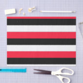 Papier Mousseline Bandes noires, blanches et rouges (Artisanat)