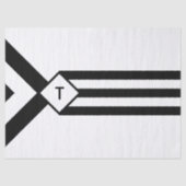 Papier Mousseline Bandes noires et Chevrons avec Monogramme sur blan (Recto)