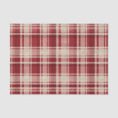 Papier Mousseline Bandes Plaid Crème Rouge (Recto)