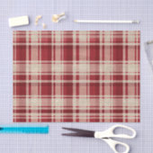 Papier Mousseline Bandes Plaid Crème Rouge (Artisanat)