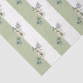 Papier Mousseline Bandes vert sauge floral et marron (Détail)