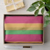 Papier Mousseline Bandes Vertes Rose Orange (Cadeau)