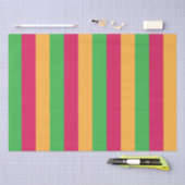 Papier Mousseline Bandes Vertes Rose Orange (Artisanat)