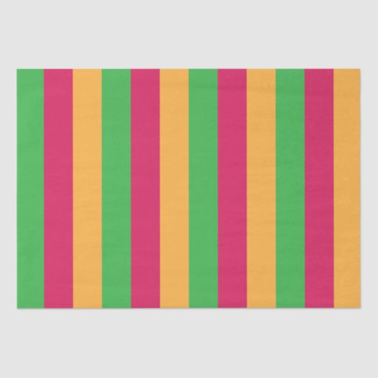 Papier Mousseline Bandes Vertes Rose Orange (Recto)