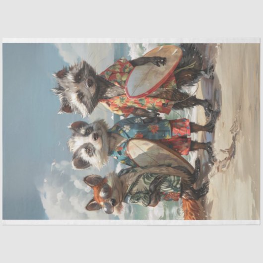 Papier Mousseline Bandits de plage Skunk, Raccoon, Fox Decoupage (Recto)