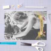 Papier Mousseline Bannière dorée avec superposition de fleurs, ajout (Artisanat)