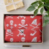 PAPIER MOUSSELINE BANNIÈRES DE PIRATE ROUGE SKULL, OBJETS TRAVERSÉS, (Cadeau)