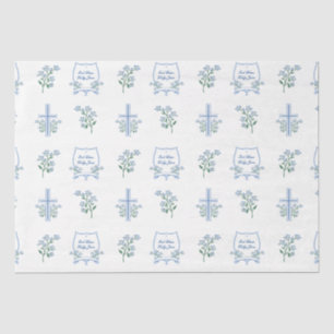 Papier Mousseline Baptême personnalisé Première communion Floral Bab